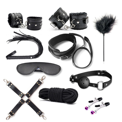 10pcs/set SM Products Bondage PU δερμάτινο Fetish Kit Περιορισμοί σκλάβος σεξ παιχνίδι Bondage για ζευγάρια