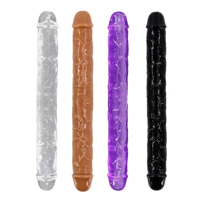 Υπερ μαλακό TPE Δύο κεφαλές Dildo ρεαλιστικό σεξ παιχνίδι πέος για γυναίκα