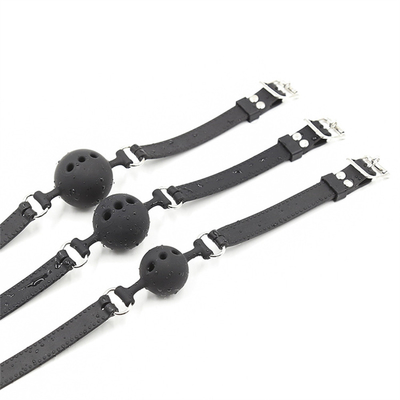 Σιλικόνιο Ball Gag, αναπνευστικό στόμα gag με ζώνη Σιλικόνιο για Adult Play